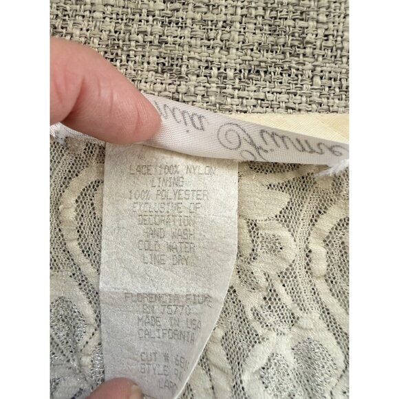 Vtg 90s Lace Romantic Dress Sz L Button Front Tie Back Victorian Fairy Whimsical - Picture 12 of 16